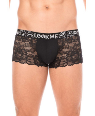 Boxer noir en dentelle délicate 